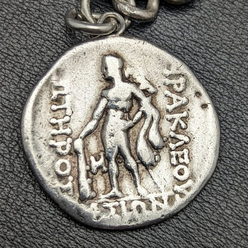 1900年頃 英国アンティーク 純銀(925シルバー)アルバートチェーン 62g ローマ銀貨フォブ